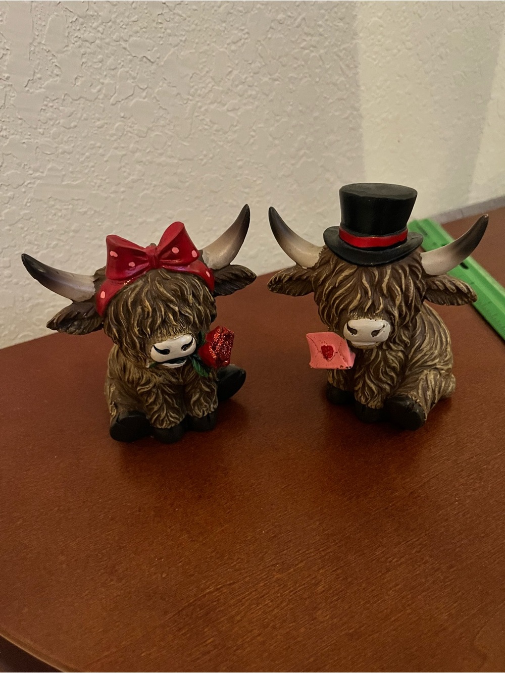 Hobby Lobby Highland Cow Couple Figurines in Brown and Red